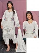 Pure Cotton White Party Wear Embroidery Work Pakistani Suit